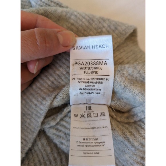 Sylvian Heach Long Sleeve High‎ Low Hem Cropped Sweater Medium Heathered Gray - Picture 6 of 8